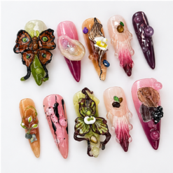 3D Surreal Garden Butterfly Bloom Press-On Nails