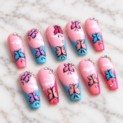 A Dreamy Day Baby Pink Cloud Butterfly Press-On Nails