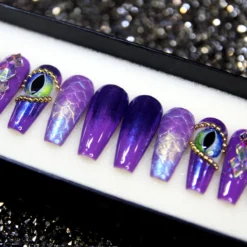 Alternative view of Dragon Eye Purple Press On Nails: Long Coffin Gel Nails