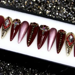 Alternative view of Crimson Diamond Press On Nails: 3D Goth Gel X False Nails