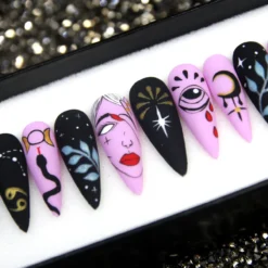 Alternative view of Mystique Night Press On Nails: Floral Glitter Stiletto Nail Set