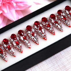 Alternative view of Crimson Ruby Stiletto Press On Nails: Bridal Salon Gel X False Nails V116
