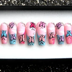 A Dreamy Day Press On Nails - Handmade Coffin Fake Nails