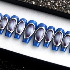 Alternative view of Handmade Blue Coffin Press On Nails: Luxury Galaxy False Nails