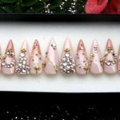 Luxury Glitter Stiletto Press On Nails | Star Nail Art V166