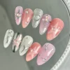 Silver Pink Y2K Mirror Finish Press-On Nails