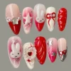 Red Ombre Bunny Press-On Nails