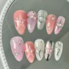 Silver Pink Y2K Mirror Finish Press-On Nails