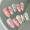 Silver Pink Y2K Mirror Finish Press-On Nails