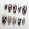 Gothic Kawaii Bunny Black Silver Press-On Nails