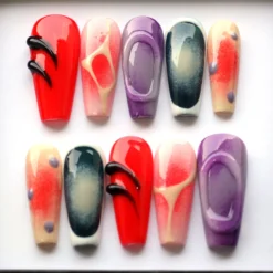 Ombre Press On Nails: Y2K 3D Coffin False Nails