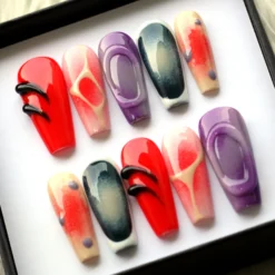 Alternative view of Ombre Press On Nails: Y2K 3D Coffin False Nails