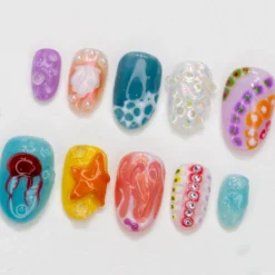 Alternative view of Unique Starfish and Coral Press On Nails | Mermaid and Ocean Elements Fake Nails | Sea Life Nail Art | 3D Beach Acrylic Nails