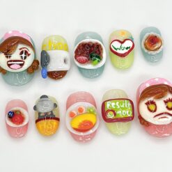 Alternative view of 3D Cooking Mama Press On Nails | Fun Food & Character Nail Art | Custom Cartoon Nail Art | Kawaii 3D Nail Design |Playful Nail Set