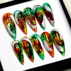 Alternative view of Marble 3D Stiletto Press On Nails: Gem Mix Y2K Fake Nails