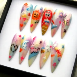 Alternative view of Colorful Stiletto Press On Nails: Y2K Mix and Match False Nails