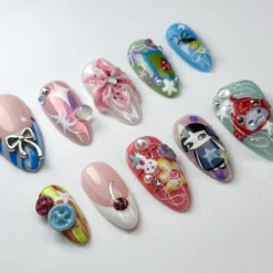 Alternative view of Kawaii Cartoon Press-On Nails | 3D Cute Fantasy Nail Art | Cartoon, Fantasy Style | Fun & Playful Nail Set | Whimsical Kawaii Nail