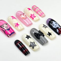 Alternative view of Adventure Time Press On Nails | Princess Bubblegum And Marceline Nails | Cute & Edgy Handmade Nails | Cartoon Inspired Press Ons
