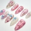 Coquette Bow and Pearl Press-On Nails
