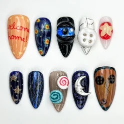 Other World Fantasy Press On Nails | Spooky Button Eye Nail Art | Handmade Horror Nails | 3D Gothic Nail Set | Creepy Halloween Nail