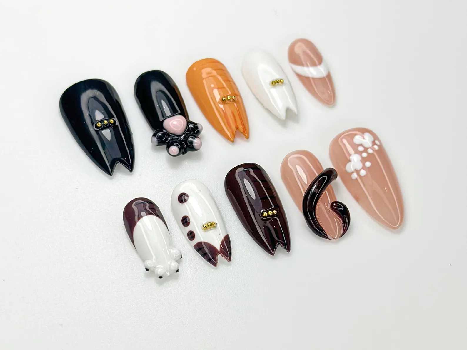 Cute Cat Claw Press On Nails | Cute Kitty Paw Nail Set | 3D Cat Tail & Ears Nails | Cartoon Feline Press Ons | Handmade Nail Art - Image 2