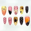 Gradient Sunset Polka Dot Bow & Star Press-On Nails