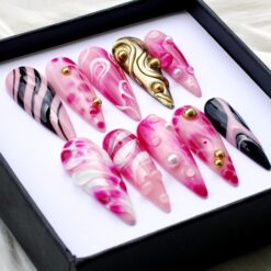 Alternative view of Romantic Whirlpool Press On - Pink Clouds 3D False Nails, Trendy Style