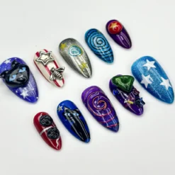 Alternative view of Unique Cosmic Galaxy Press On Nails | Metallic Space Theme Nails | Starry Night Press Ons | Handmade Cosmic Nails | Celestial Nails