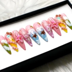 Alternative view of Tropical Escape Press On - Trendy 3D Fun Fake Nails, Reusable Y2K Nail Set V319