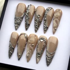 Alternative view of Witchcraft Glamour Press On Nails - Goth Gothic Style Silver Reusable Fake Nail