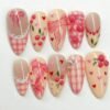 Cherry Nude Pink Ribbon Press-On Nails
