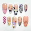 Polka Dot Cat Melody Nude Press-On Nails