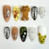 3D Teddy Bear & Bee Handmade Press-On Nails