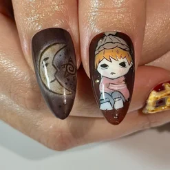 Alternative view of Melancholic Cartoon Press On Nails | Cottagecore Nail Art | Mushroom & Dessert Nails | Fantasy Character Nails | Artistic Press Ons