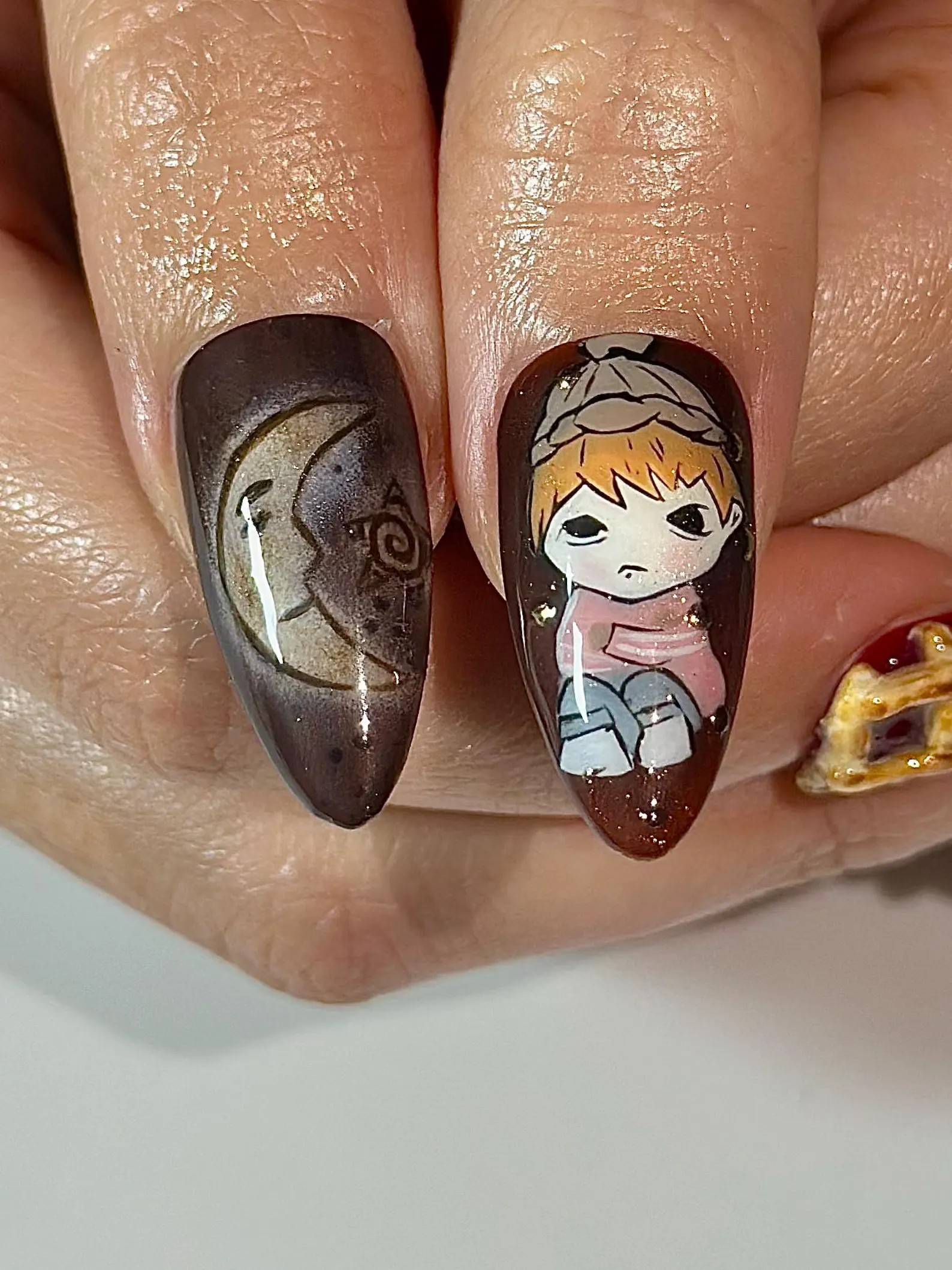 Melancholic Cartoon Press On Nails | Cottagecore Nail Art | Mushroom & Dessert Nails | Fantasy Character Nails | Artistic Press Ons - Image 2