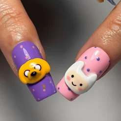 Alternative view of Adventure Time Press On Nails | Finn & Jake Cartoon Nails | Cute Kawaii Character Nail Art | Colorful 3D Nails | Fun Press Ons