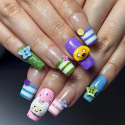 Alternative view of Adventure Time Press On Nails | Finn & Jake Cartoon Nails | Cute Kawaii Character Nail Art | Colorful 3D Nails | Fun Press Ons