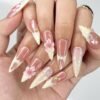3D Pink Lily & Lemon French Press-On Nails