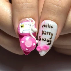 Alternative view of Cute Y2K Press On Nails | Cute Pink Gamer Nail Art | Harajuku Cartoon Nails | Retro Tech 3D Press Ons | Handmade Pastel Nails