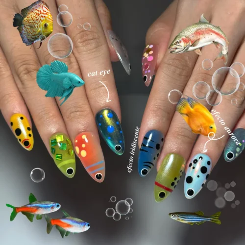 Summer Alien Eye Chrome Press On Nails, Summer Short Almond Abstract Nails, Beach Party Nails For Cute Funky Vacation Outf…