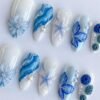 3D Blue Flower, Starfish & Pearl Press-On Nails