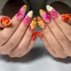 3D Hibiscus Sunset Press-On Nails