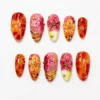 3D Hibiscus Sunset Press-On Nails
