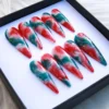 Red Blue Marble Glitter Swirl Press-On Nails