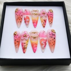 Bright Summer Ombre Press On Nails | Hot Pink Tropical Fake Nails