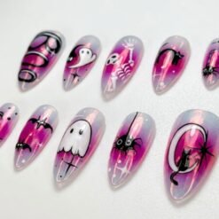 Cute Glow in the Dark Ghost Halloween Press-On Nails