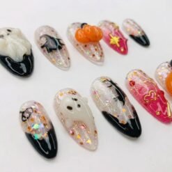 Ghost and Pumpkin Designs Halloween Press-On Nails