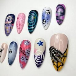 Halloween 3D Skeleton Hand & Star Nail Art Press-On Nails