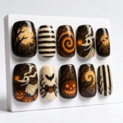 Haunted Pumpkin Nightmare Night Inspired Press-On Nails