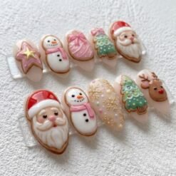 Snowman Reindeer Tree Christmas Cookie Press-On Nails